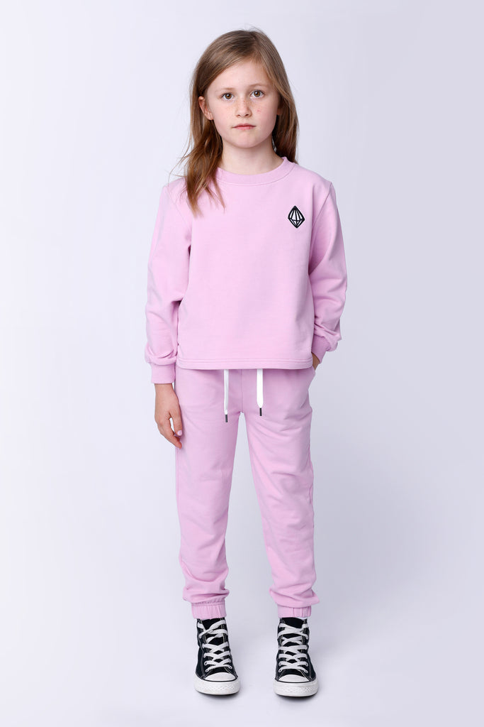 Furry Gathered Cuff Trackies - Pink