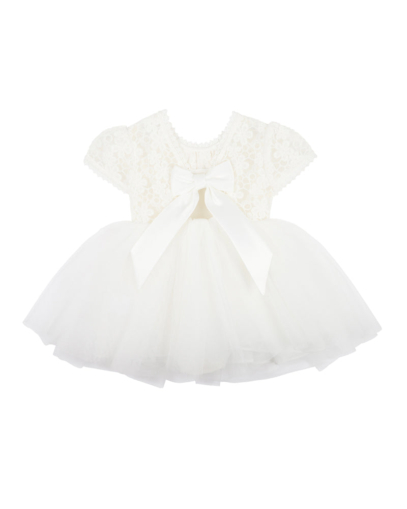 LACE BODICE WITH BACK BOW BABY DRESS