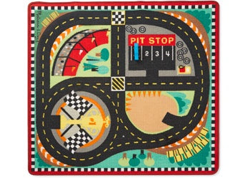 M&D - Round the Speedway Race Track Rug with 4 Vehicles