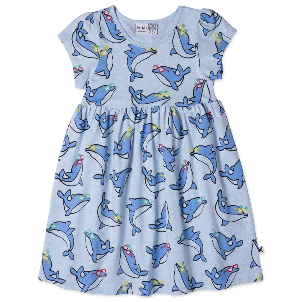 Party Dolphins Dress - Light Blue Marle