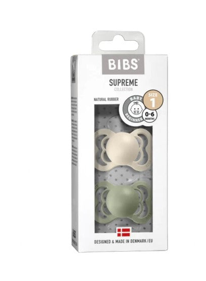 BIBS Dummies Supreme, Latex (2pk) - Ivory/Sage