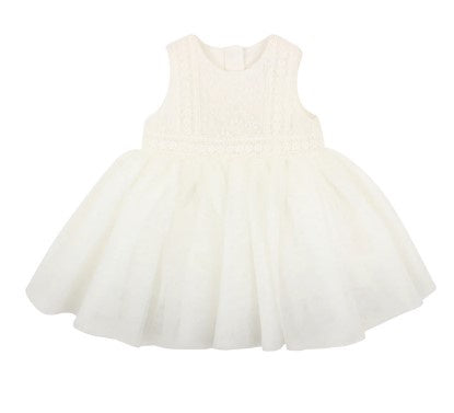 EMBROIDERED ORGANZA BABY DRESS - IVORY