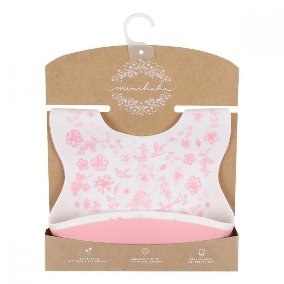 FLORAL PINK SILICONE BIBS 2 PACK