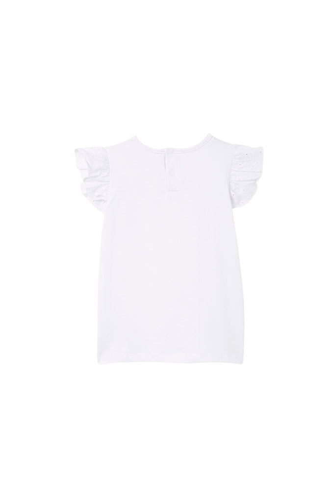 Broderie Frill Tee - White