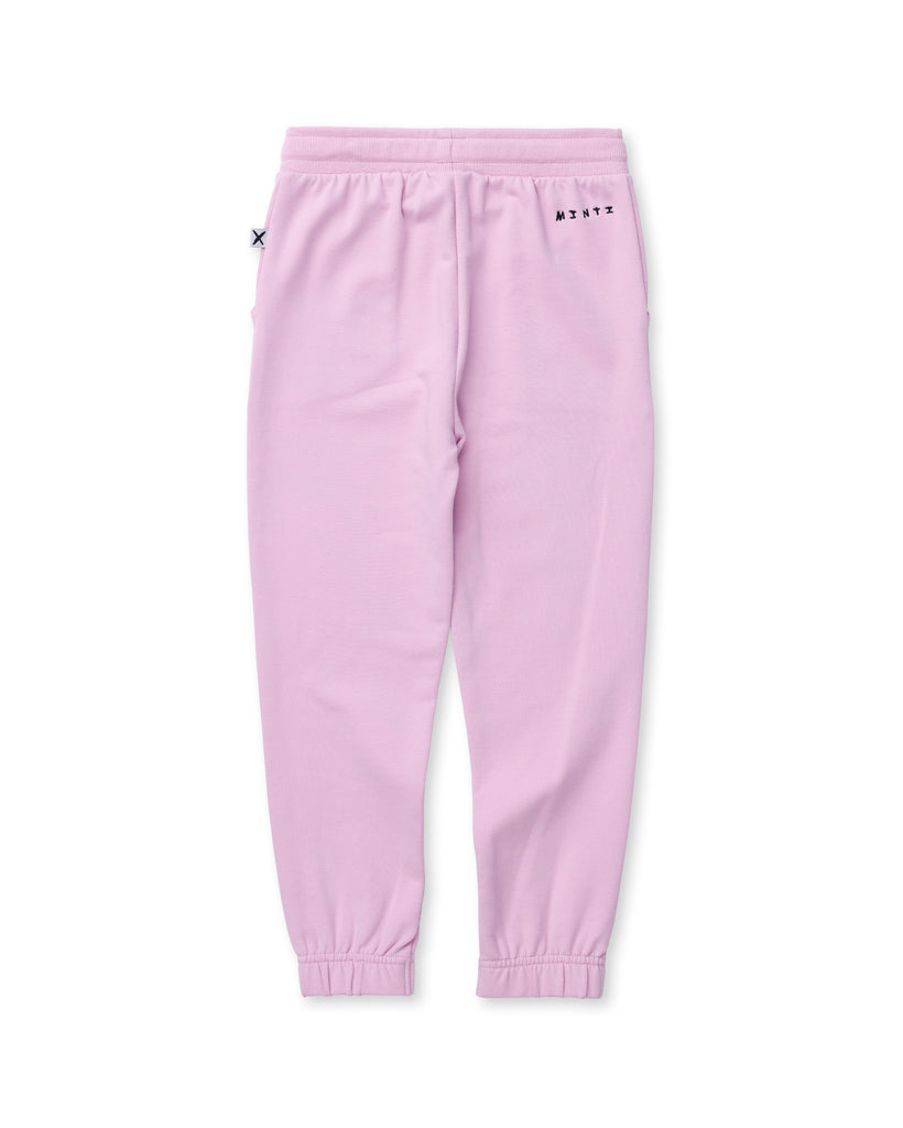 Furry Gathered Cuff Trackies - Pink