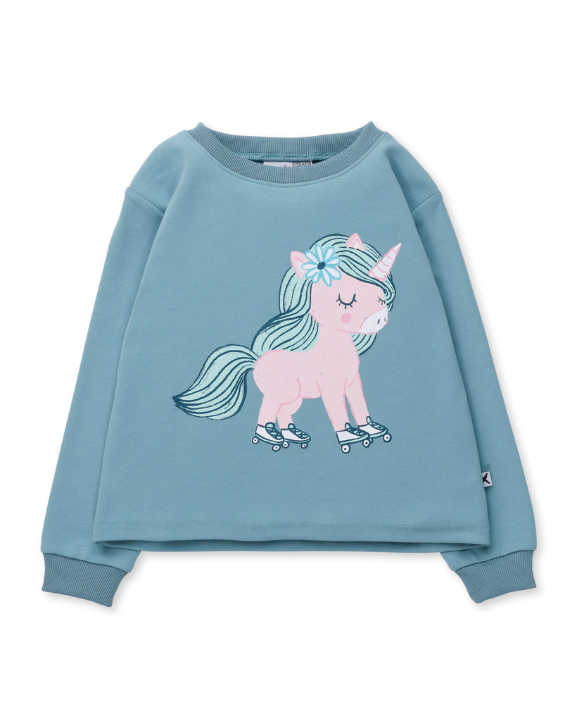 Flower Unicorn Crew - Muted Green