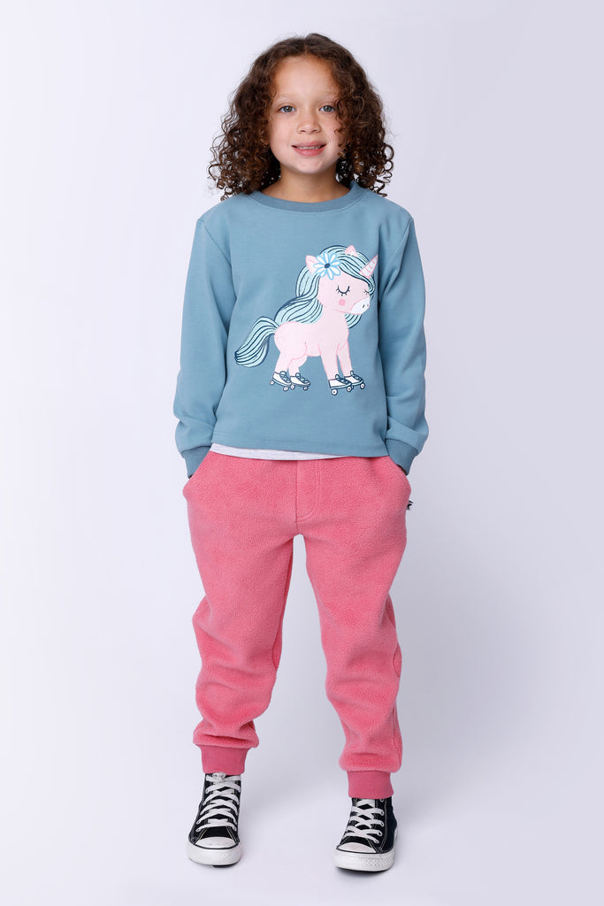 Flower Unicorn Crew - Muted Green