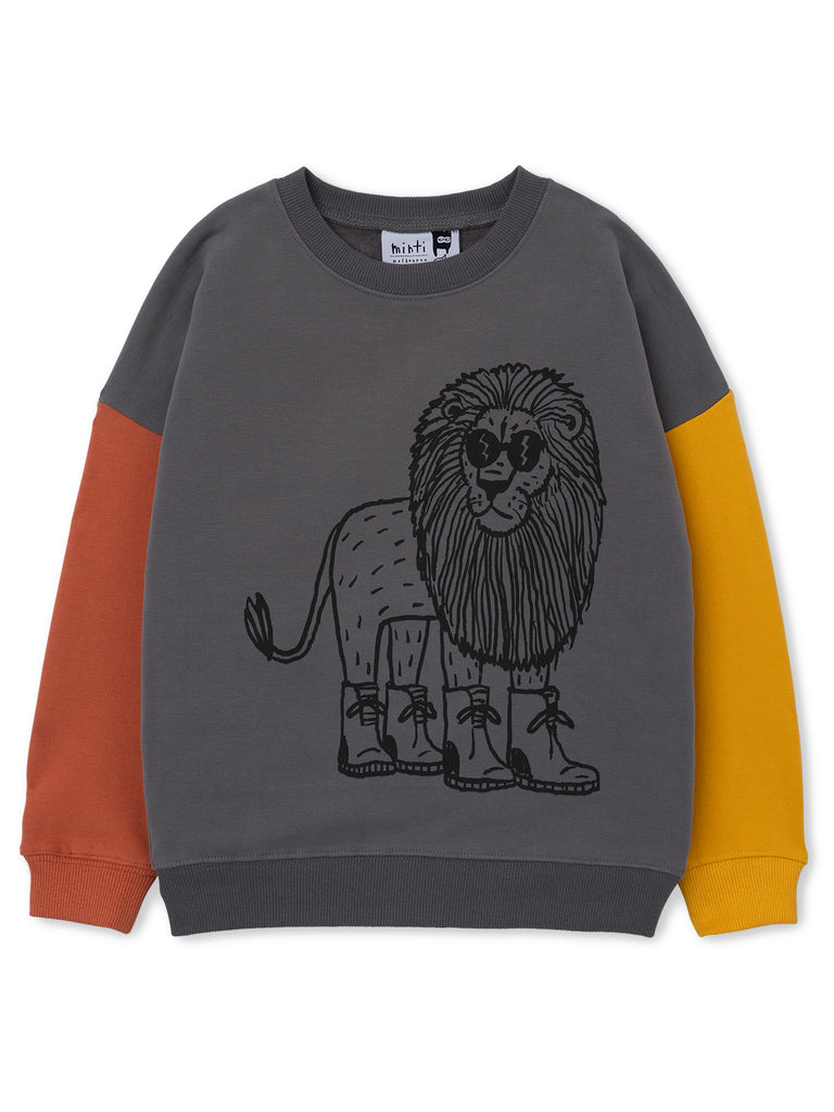 Minti Gumboot Lion Furry Crew -Dark Grey/Orange/Mustard