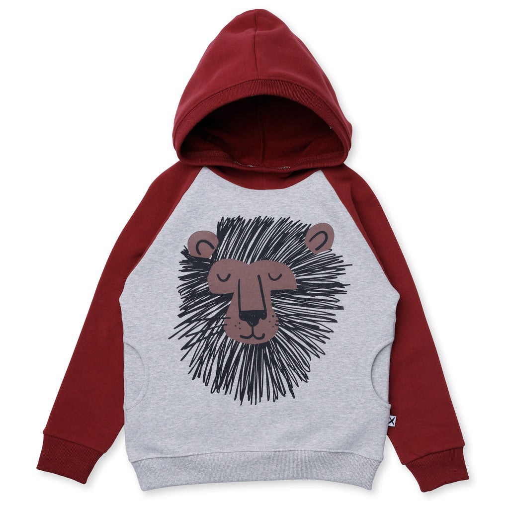 Wild Lion Furry Hood - Grey Marle/Burnt Red