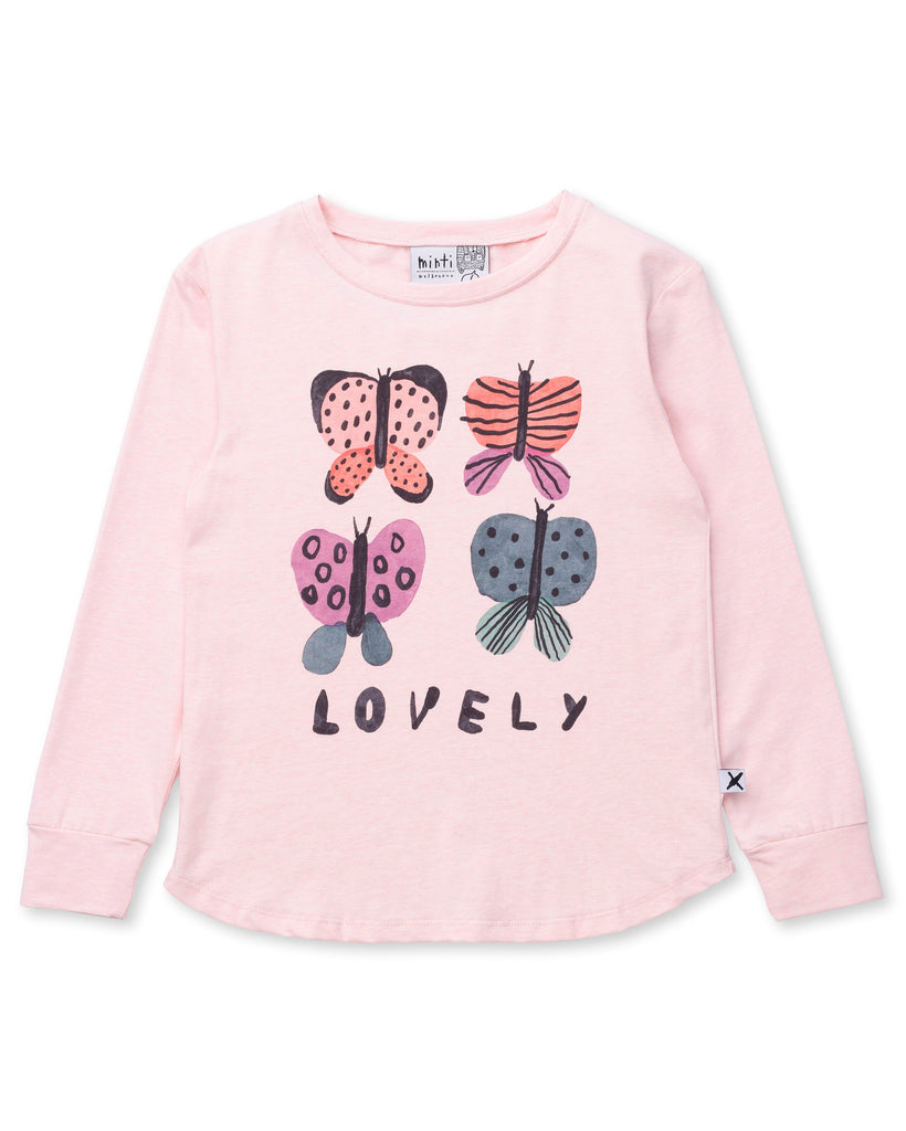 Lovely Butterflies Tee - Pink Marle