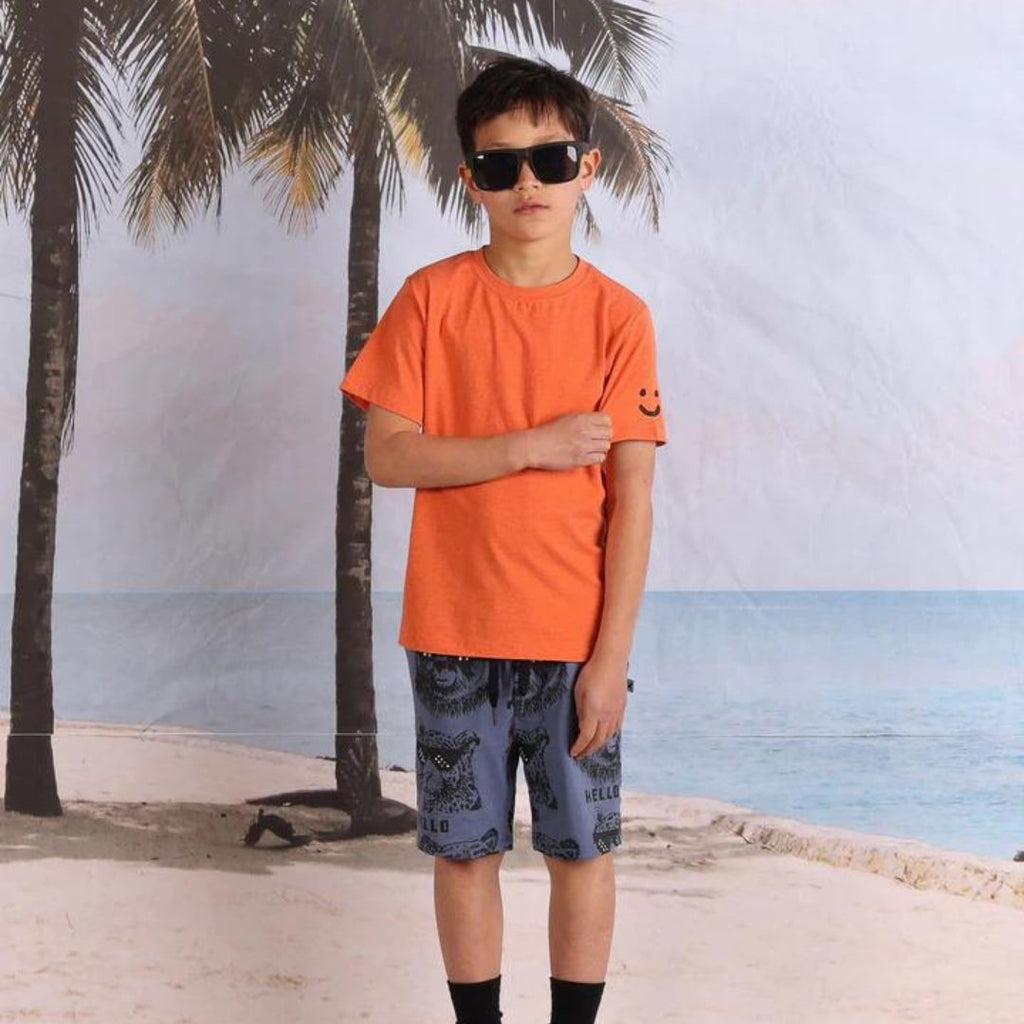 Happy Face Tee - Orange Marle