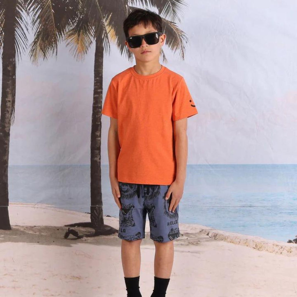 Happy Face Tee - Orange Marle