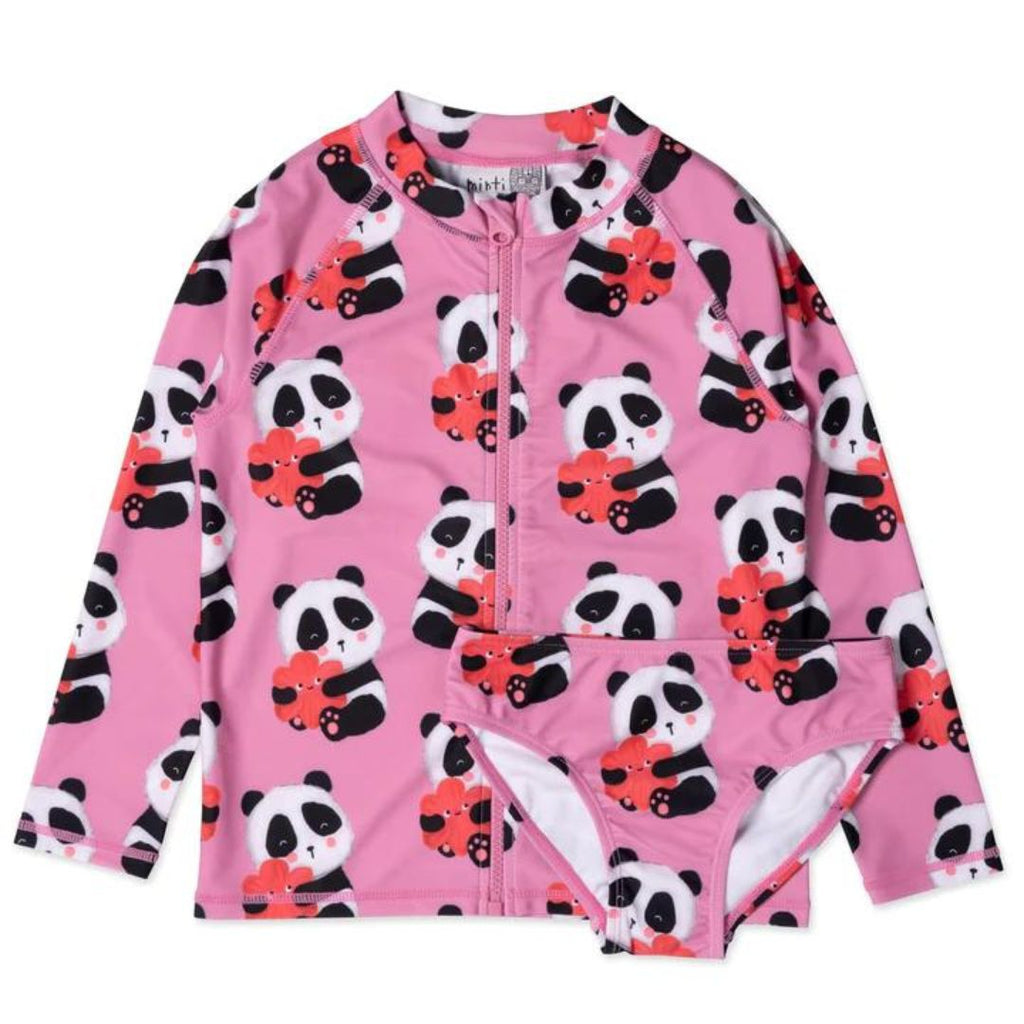 Panda Hug Rashie Set - Pink