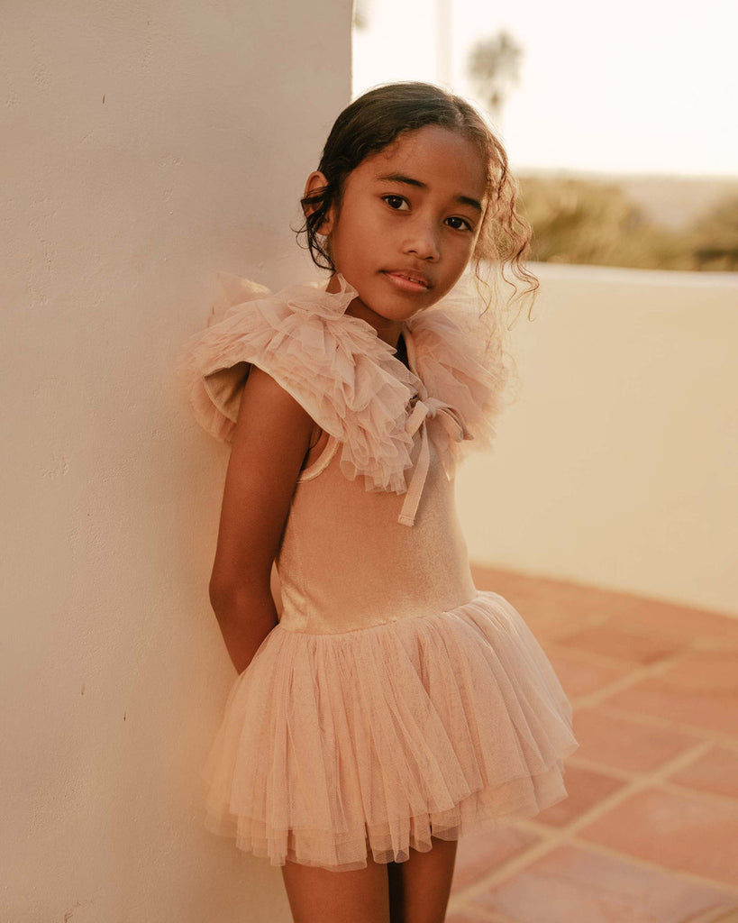 RUFFLE TULLE COLLAR DUSTY ROSE