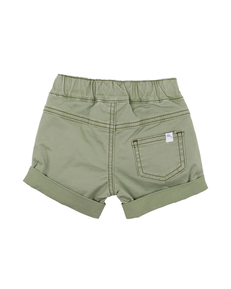 LIZARD TWILL BABY SHORTS - OLIVE