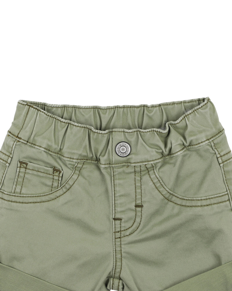 LIZARD TWILL BABY SHORTS - OLIVE