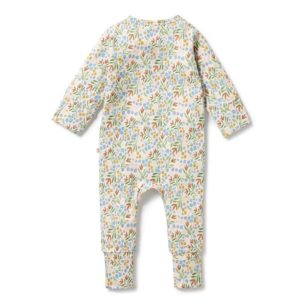 Tinker Floral Organic Zipsuit with Feet