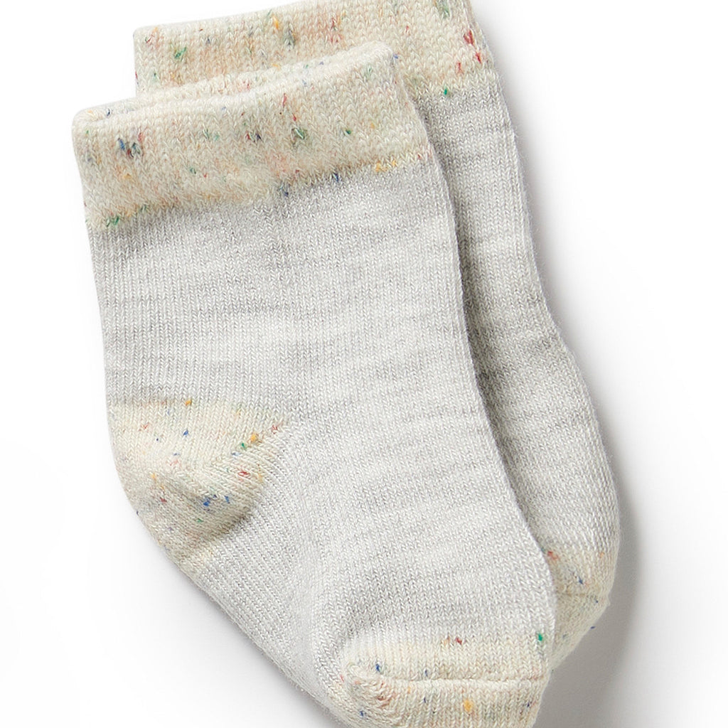 Organic 3 Pack Baby Socks - Cream / Oatmeal / Grey Cloud