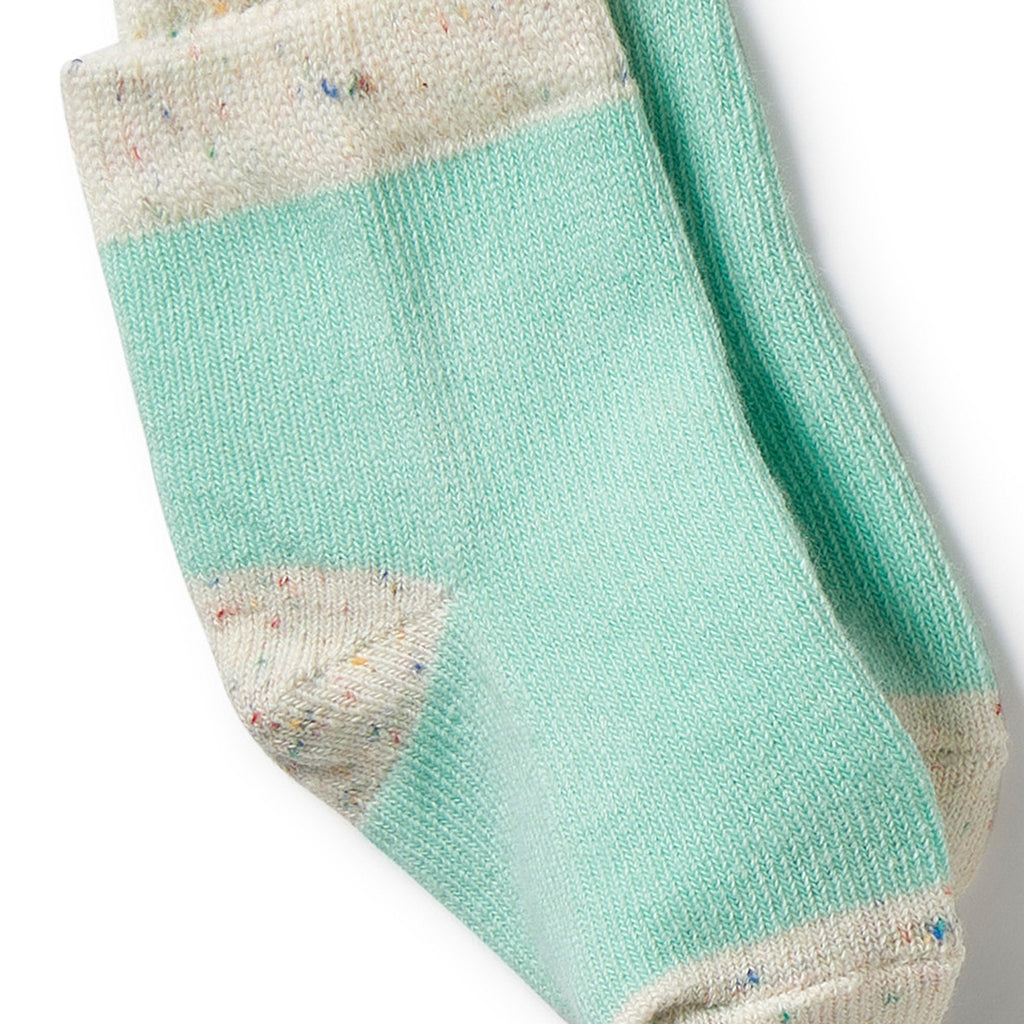 Organic 3 Pack Baby Socks - Mint Green / Cactus / Smoke Blue