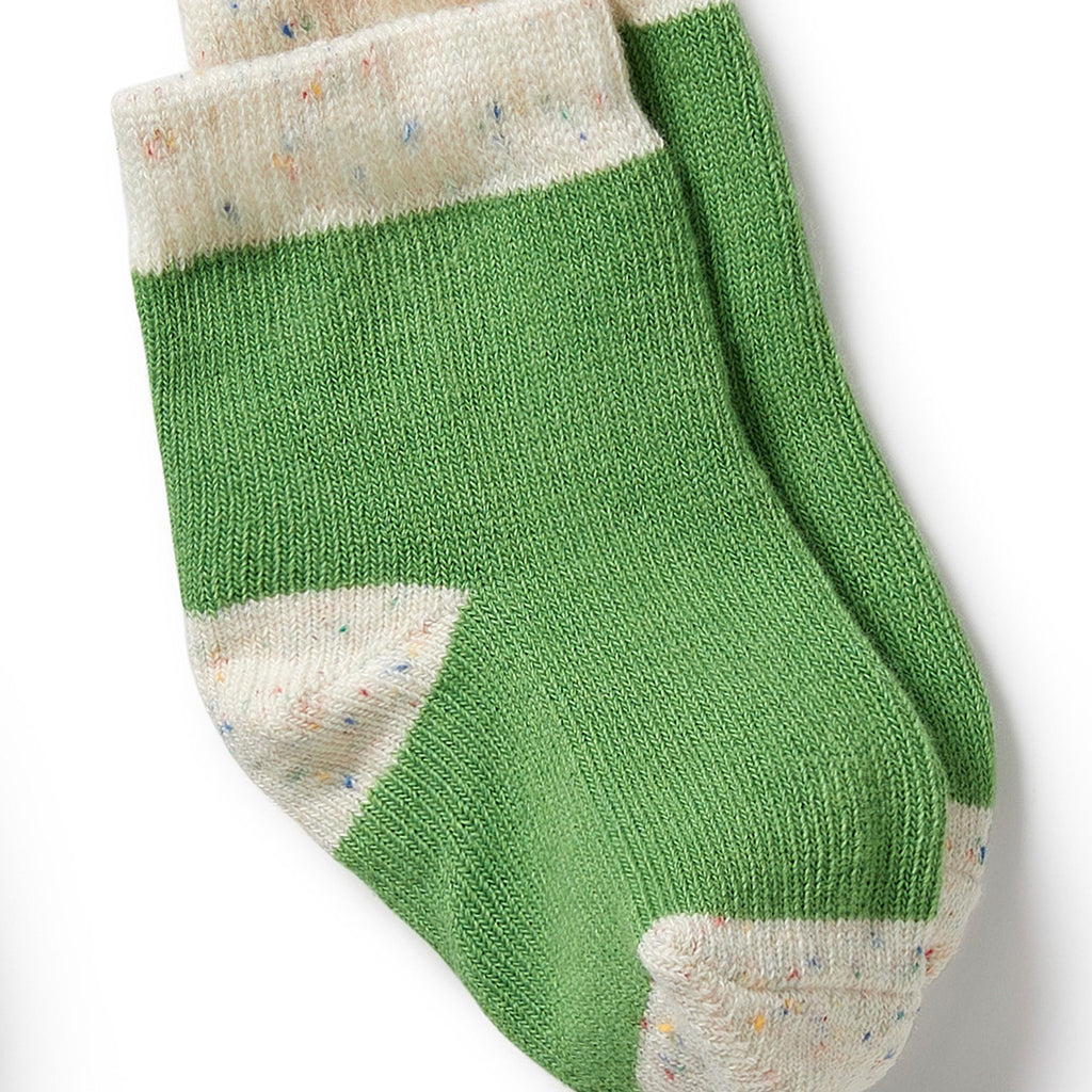 Organic 3 Pack Baby Socks - Mint Green / Cactus / Smoke Blue