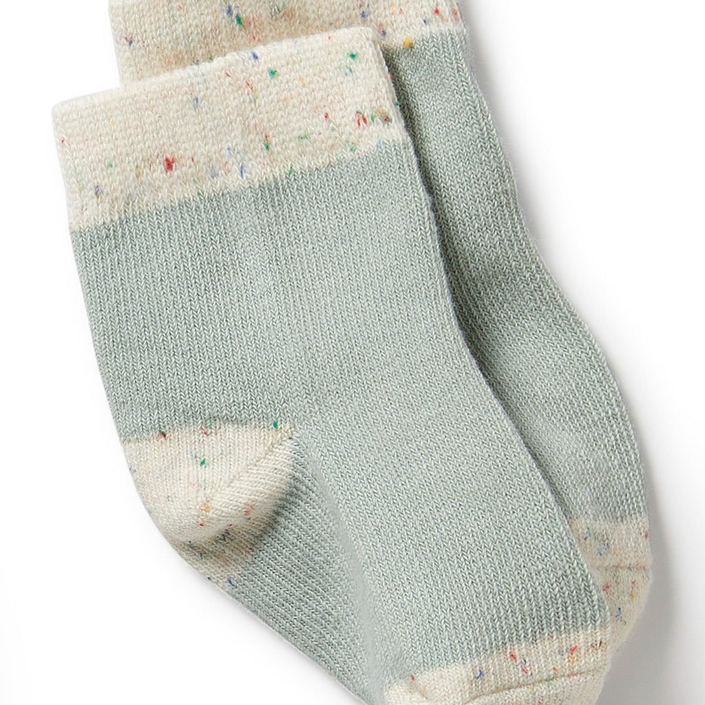 Organic 3 Pack Baby Socks - Mint Green / Cactus / Smoke Blue