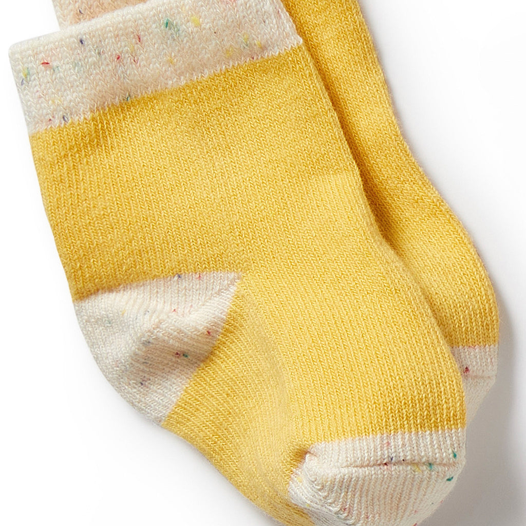 Organic 3 Pack Baby Socks - Dijon / Pink / Fleck