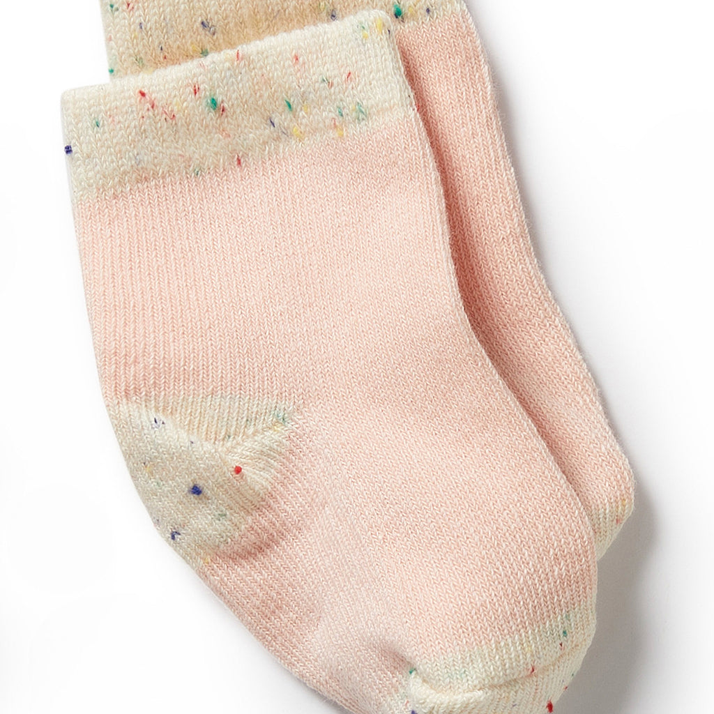 Organic 3 Pack Baby Socks - Dijon / Pink / Fleck