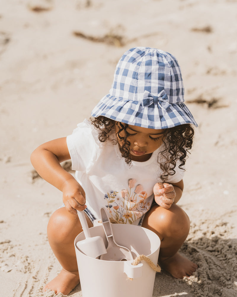 HALLIE BLUE CHECK SUN HAT