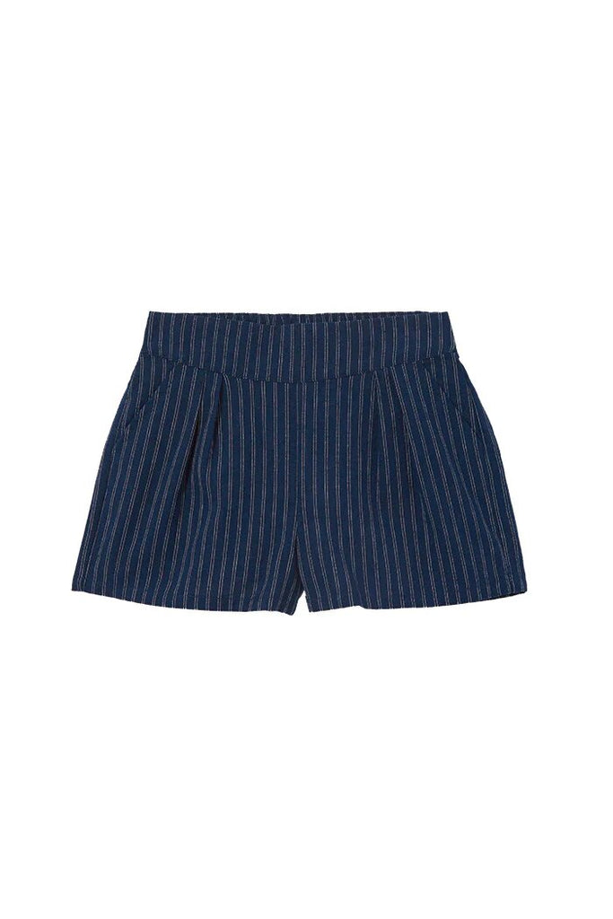 Navy Stripe Linen Short - Linen Stripe