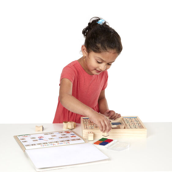 Deluxe Wooden ABC-123 Stamp Set