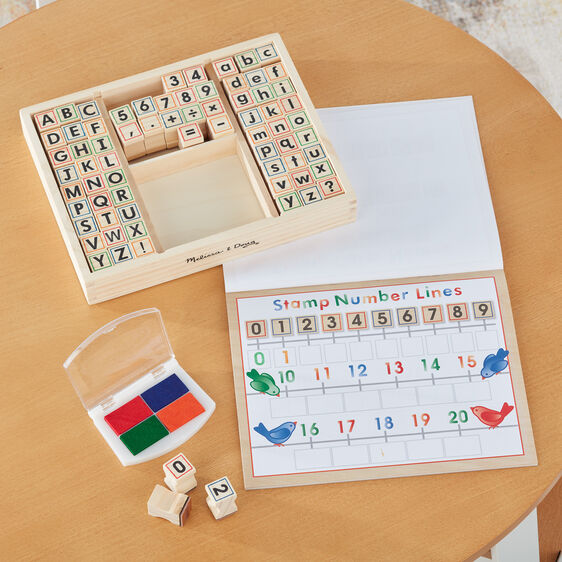 Deluxe Wooden ABC-123 Stamp Set