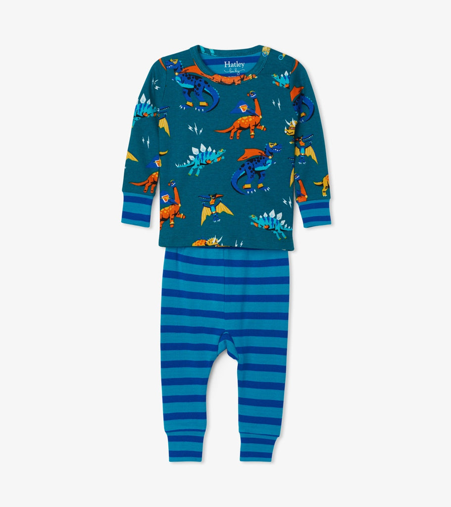 Superhero Dinos Organic Cotton Baby Pajama Set