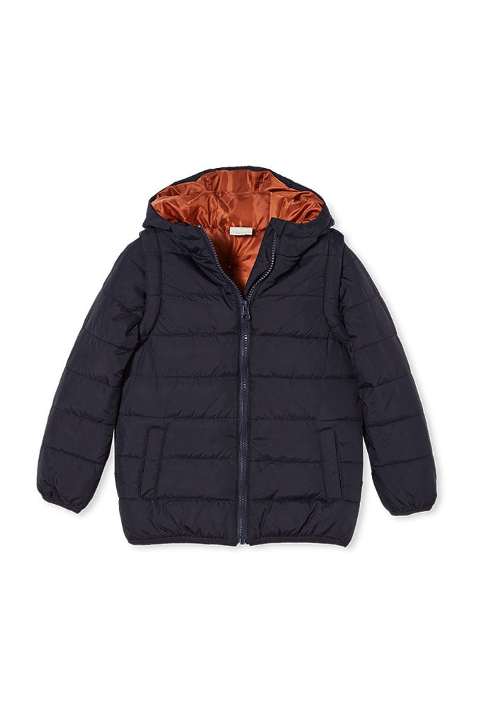 CONVERTIBLE BABY PUFFER JACKET - NAVY