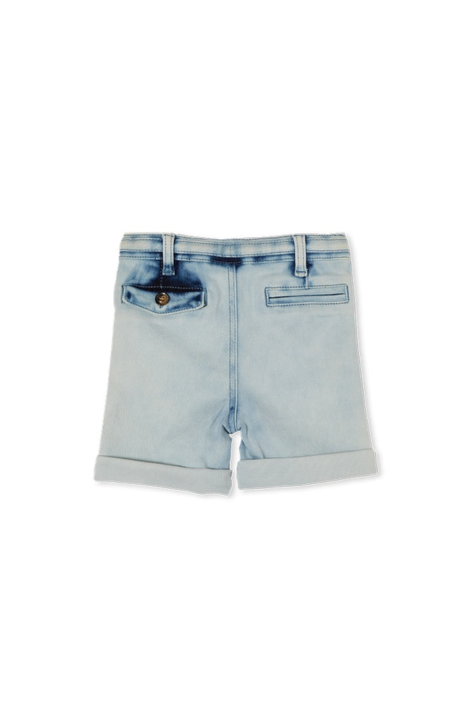 LIGHTWEIGHT DENIM SHORT - LIGHT WASH DENIM