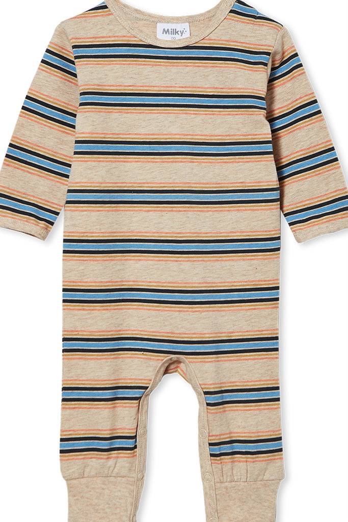 VINTAGE STRIPE ROMPER OATMEAL