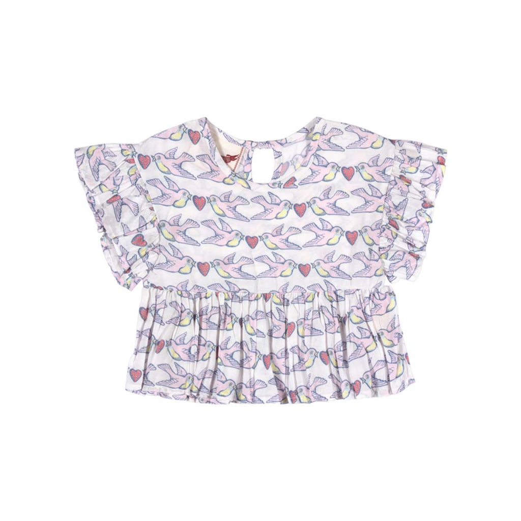 Frilled Smock Top - Birds on a Wire