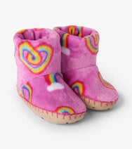 Twisty Rainbow Hearts Fleece Slippers