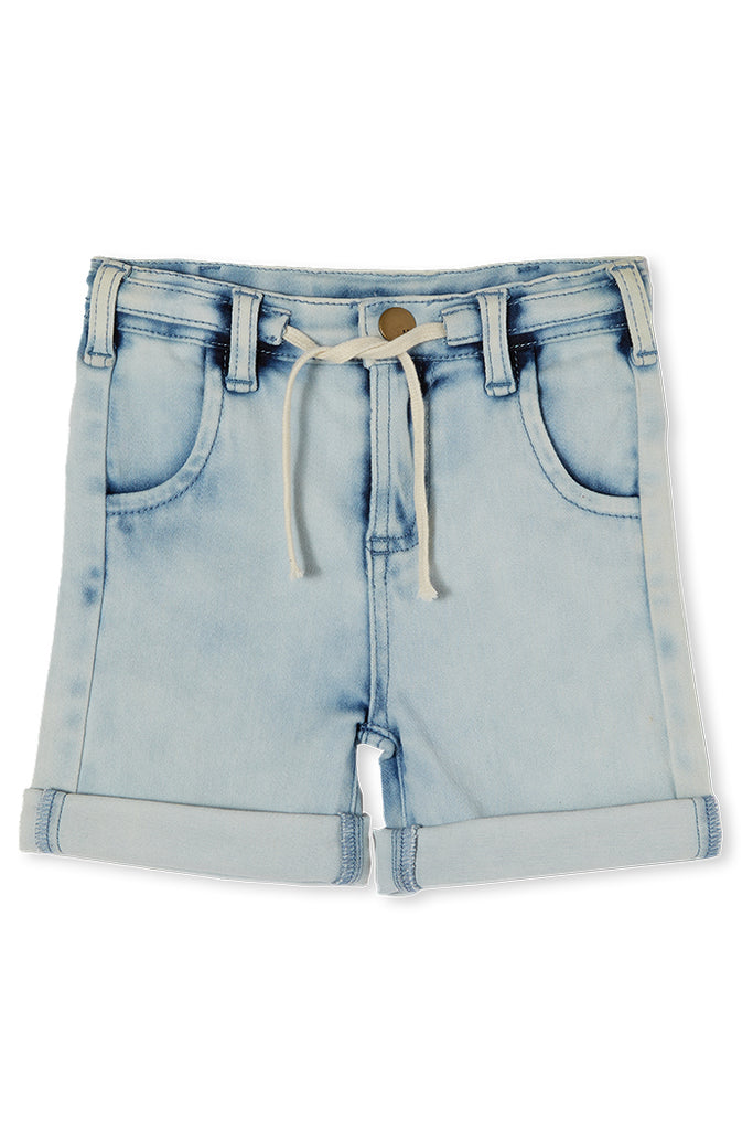 LIGHTWEIGHT DENIM SHORT - LIGHT WASH DENIM