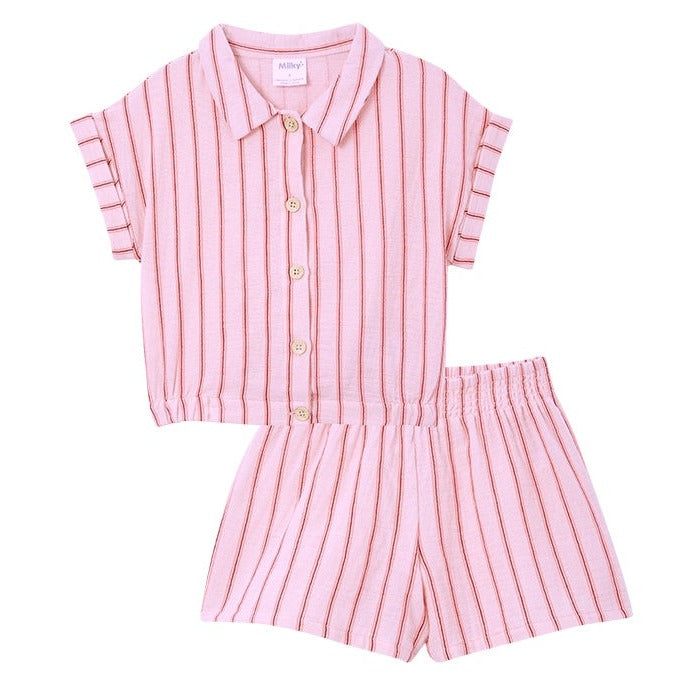 Ruby Stripe Cotton Play Set - Pastel Pink