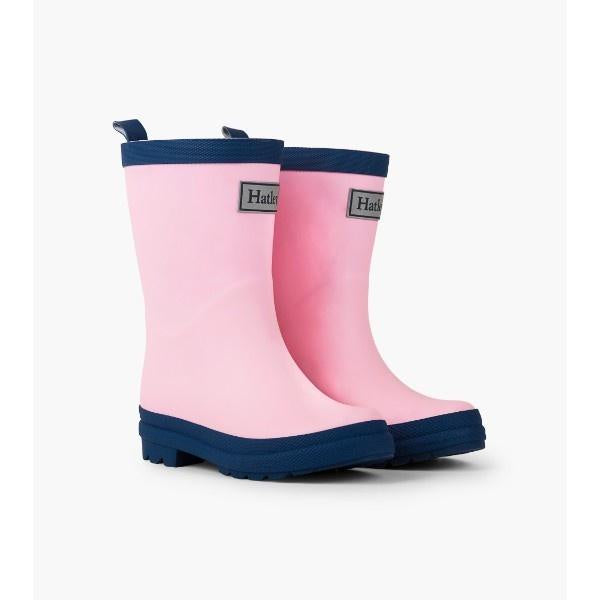 Classic Pink & Navy Matte Rain Boots