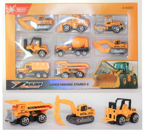 Set of 8 Die Cast Construction Vehicles