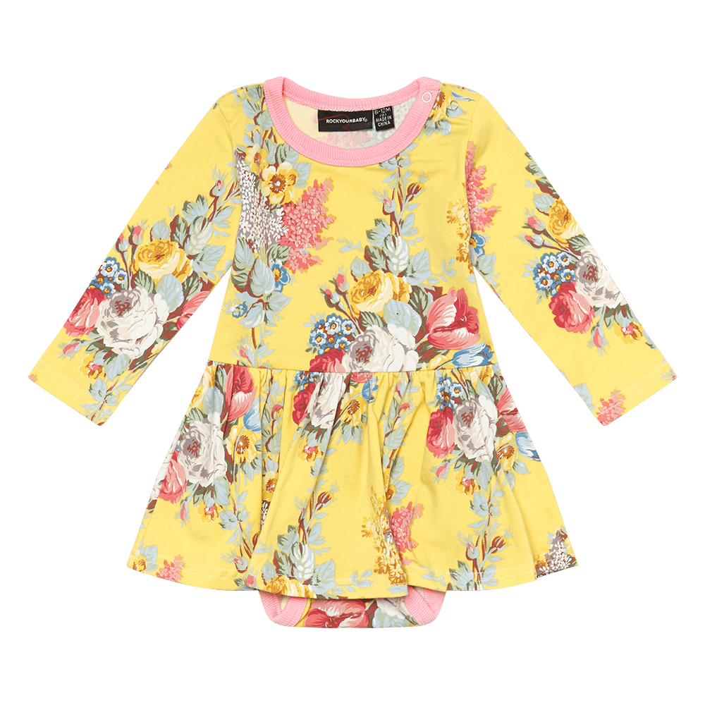 FLORAL CHINTZ BABY WAISTED DRESS - FLORAL