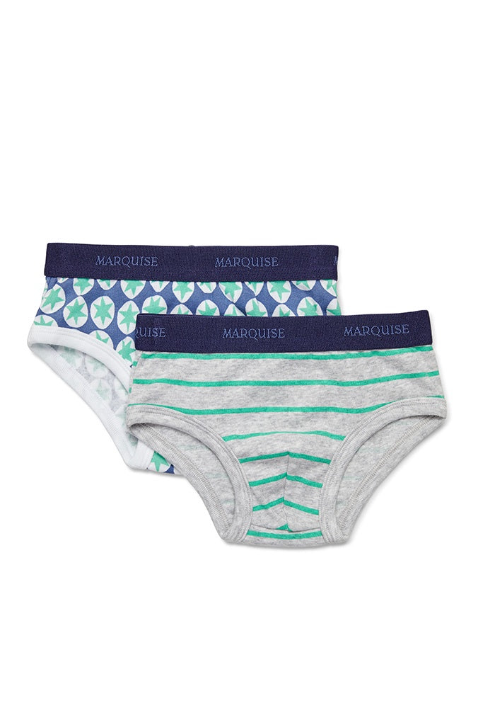 2Pk Underwear Green Stripe/Stars