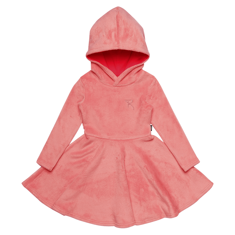 PINK HOODED WAISTED DRESS - PINK