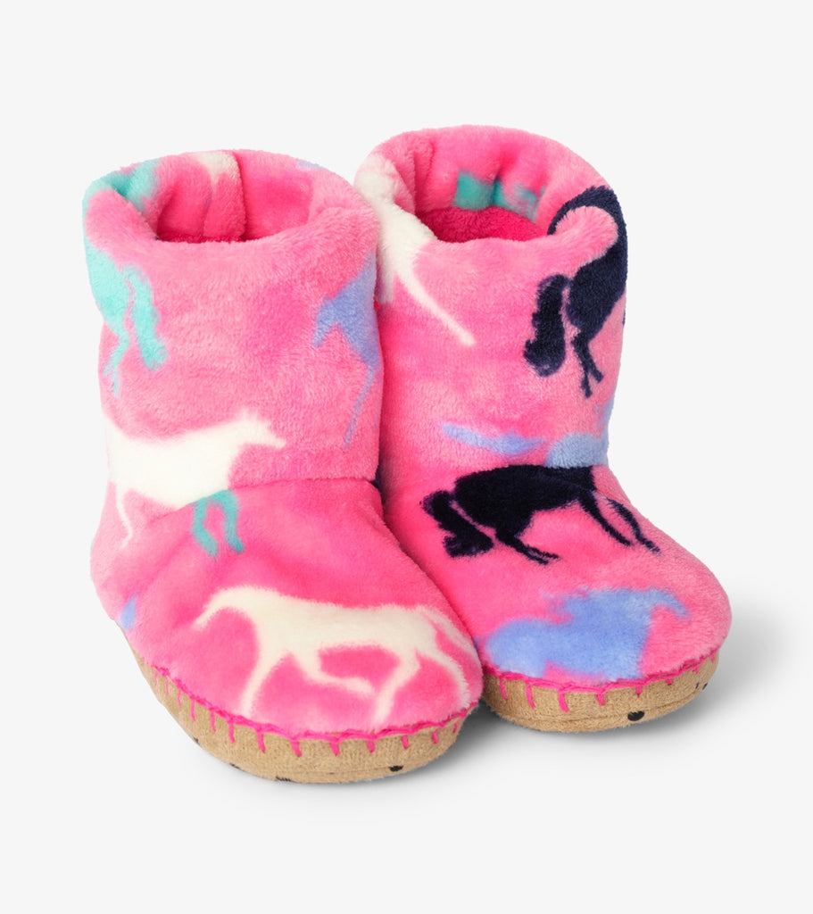 Horse Silhouettes Fleece Slippers