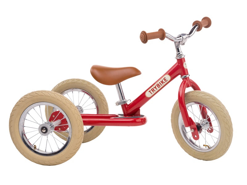Red Vintage Trybike, Cream Tyres and Chrome (3 wheel)