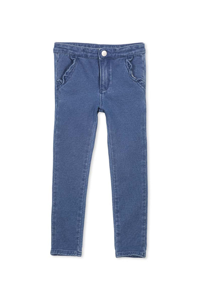 DENIM FRILL PANT KNIT DENIM