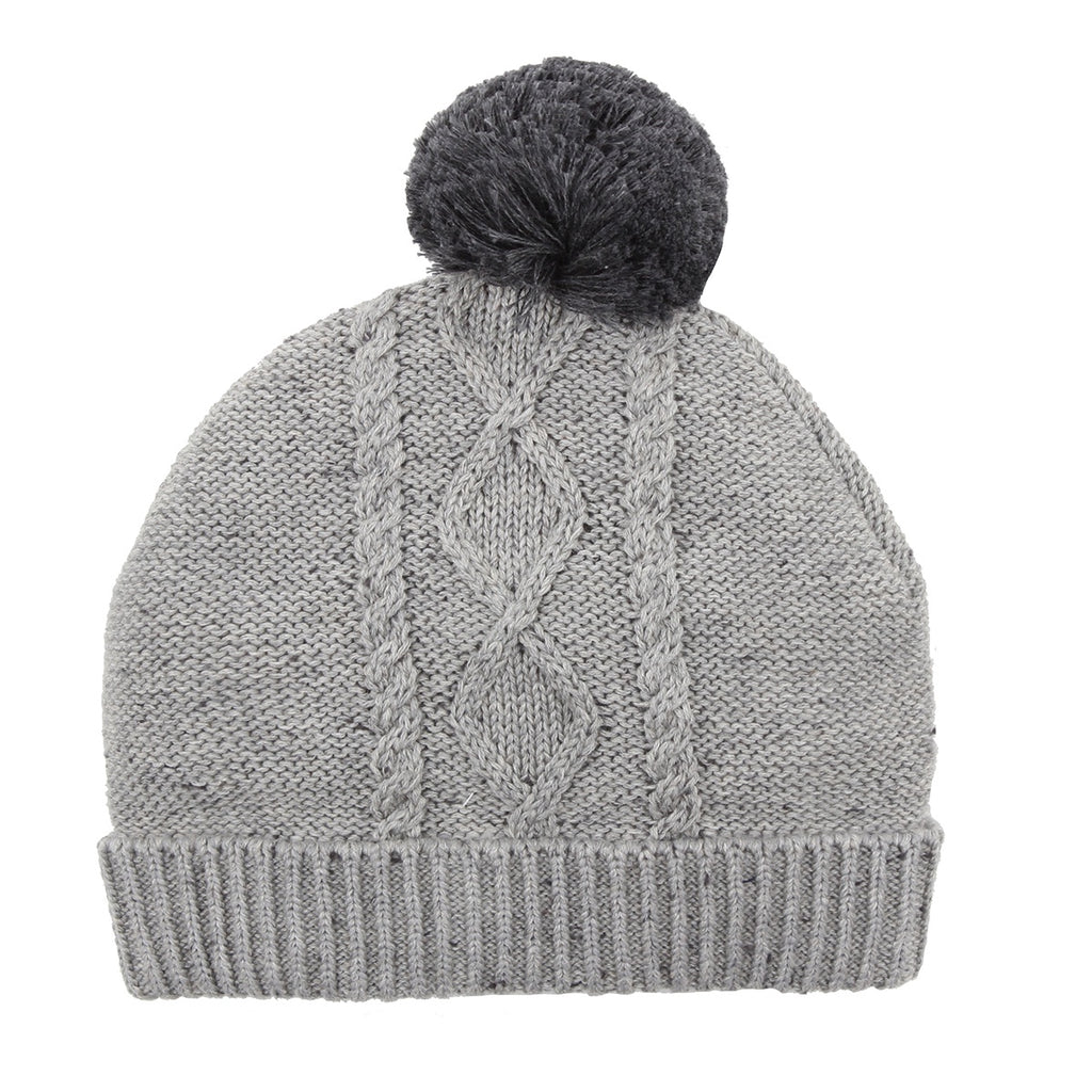 BOYS CABLE BEANIE - GREY