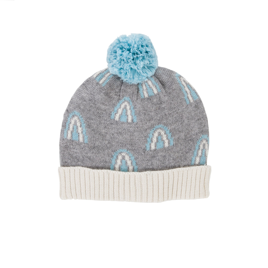 Rainbow Beanie Grey and Blue