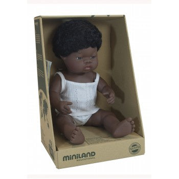 Anatomically Correct Baby, African Boy, 38 cm